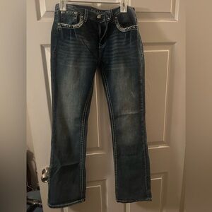 Grace in LA Dark Wash Embellished Pocket Boot Cut Jeans